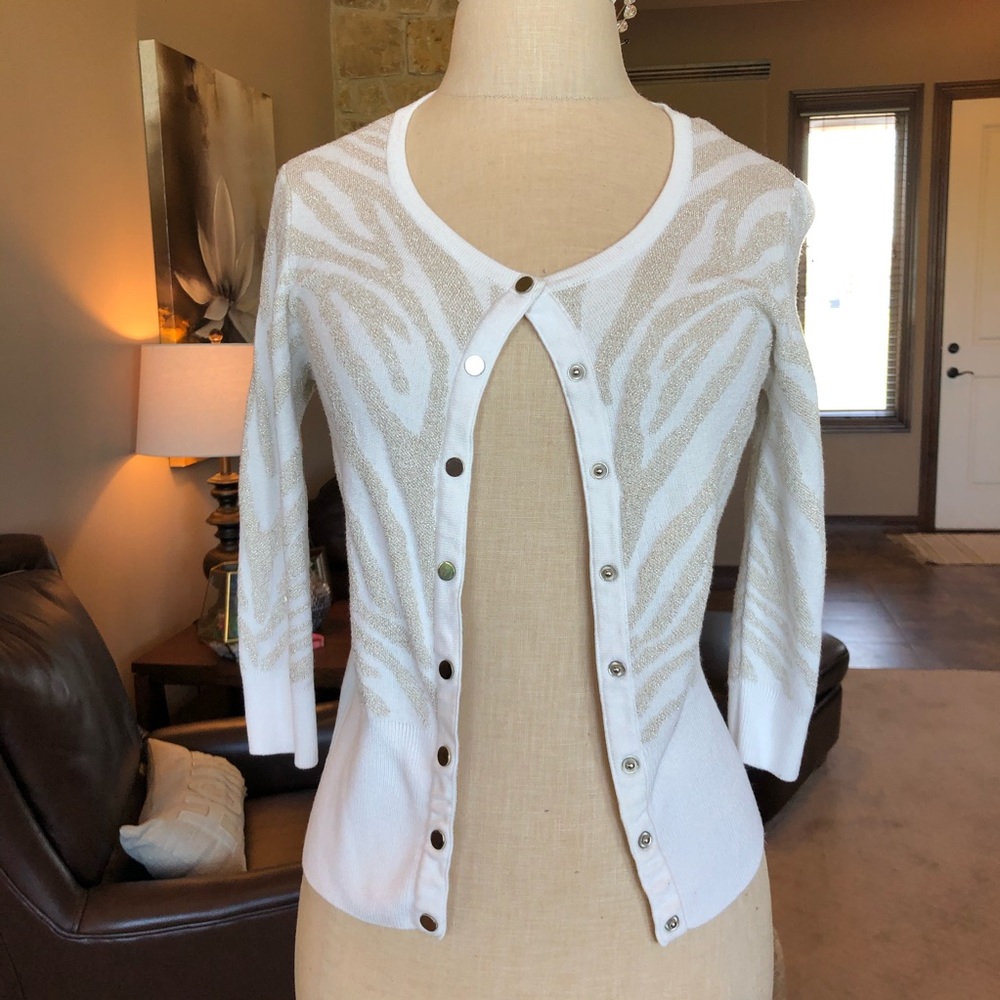 WHBM zebra button cardigan